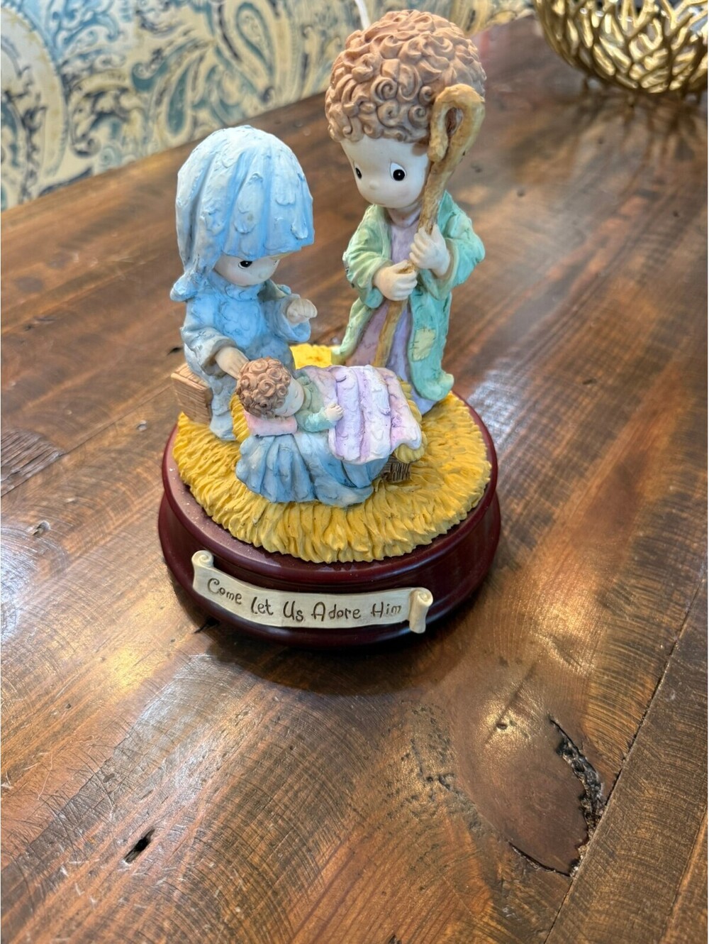 Enesco Precious Moments Nativity Porcelain Music Box 'Come Let Us Adore Him' - Picture 1 of 4